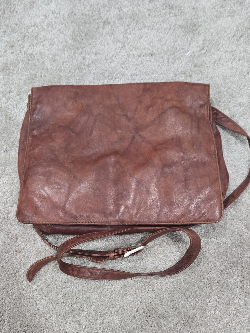 Classic Brown Leather Flap Crossbody Bag